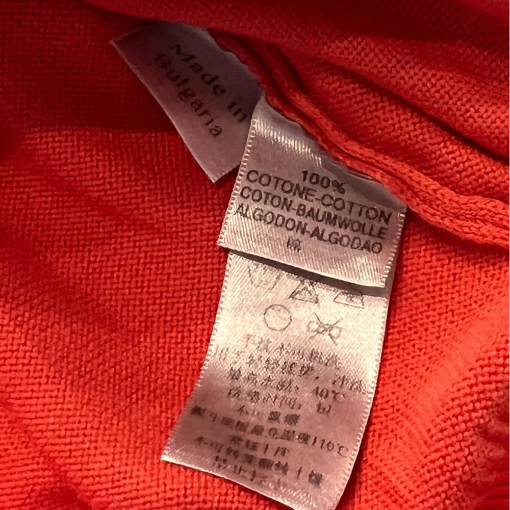 Zegna Polo Long Sleeve Collared Orange 1/4 zip Sweater 100% cotton VTG  Unisex - Picture 3 of 6